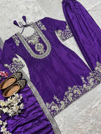Traditional Purple Kurta Suit with Heavy Embroidery