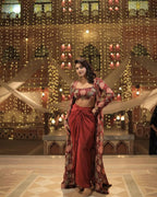 Scarlet Blossom Indo-Western Co-Ord Scarlet Bloom 3-Piece Drape Set