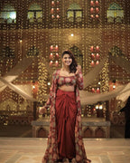 Scarlet Blossom Indo-Western Co-Ord Scarlet Bloom 3-Piece Drape Set