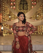 Scarlet Blossom Indo-Western Co-Ord Scarlet Bloom 3-Piece Drape Set