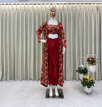 Scarlet Blossom Indo-Western Co-Ord Scarlet Bloom 3-Piece Drape Set