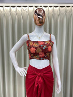 Scarlet Blossom Indo-Western Co-Ord Scarlet Bloom 3-Piece Drape Set