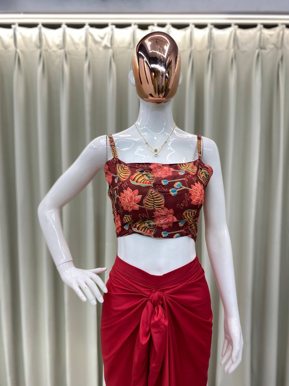 Scarlet Blossom Indo-Western Co-Ord Scarlet Bloom 3-Piece Drape Set