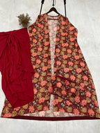 Scarlet Blossom Indo-Western Co-Ord Scarlet Bloom 3-Piece Drape Set