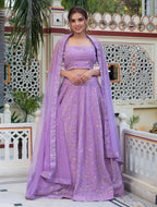 Primium Pastel Perfection Lilac Embroidered Lehenga Choli