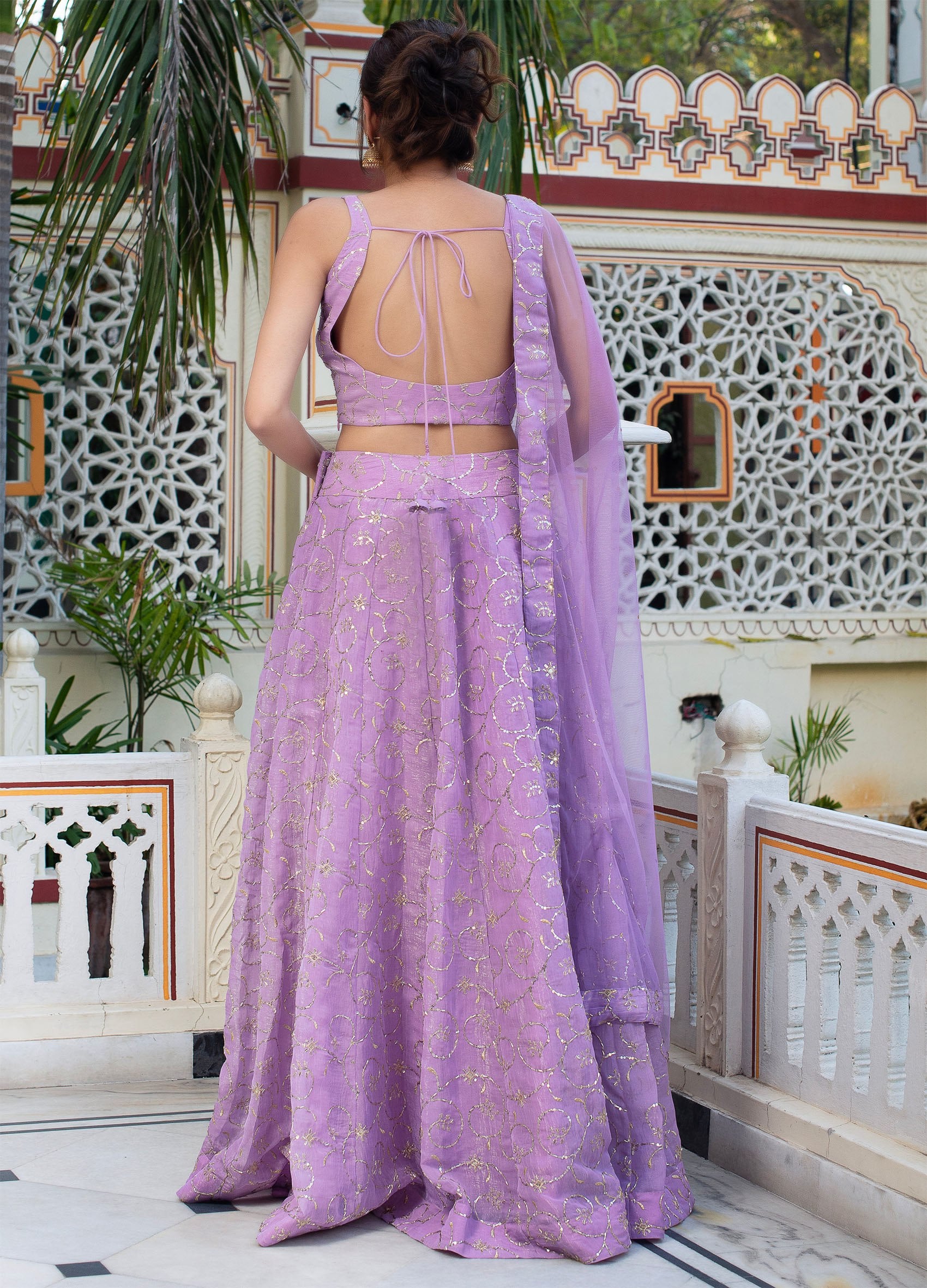 Primium Pastel Perfection Lilac Embroidered Lehenga Choli