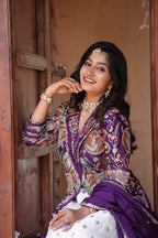 Royal White and Purple Embroidered Bridal Lehenga Choli with Multicolor Jacket and Dupatta