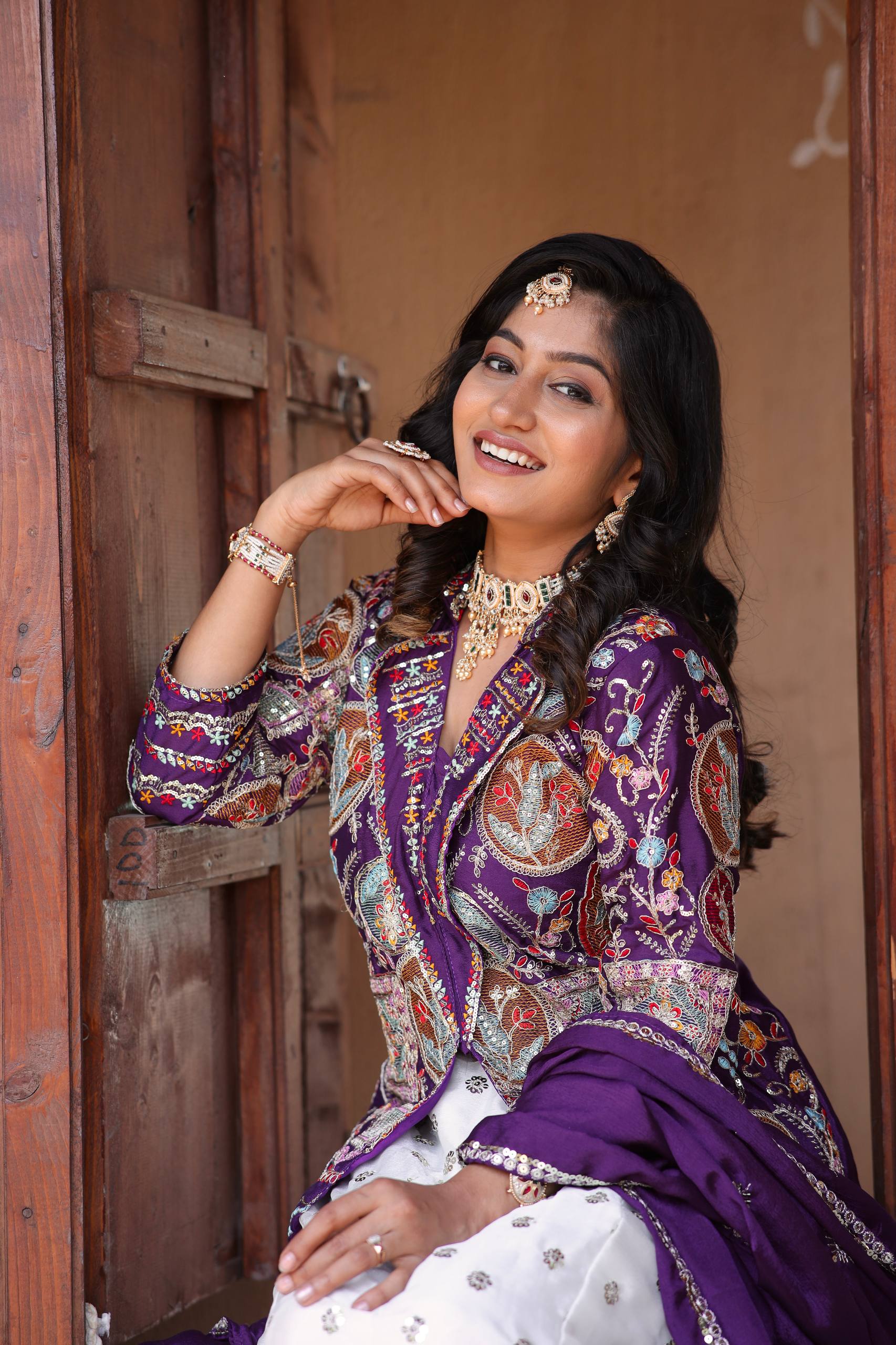 Royal White and Purple Embroidered Bridal Lehenga Choli with Multicolor Jacket and Dupatta