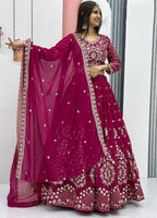 Magenta Golden Embroidered Lehenga Choli | Wedding & Festive Wear