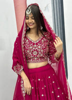 Magenta Golden Embroidered Lehenga Choli | Wedding & Festive Wear