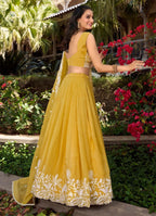 Lightweight Mustard Yellow Duppta with Stylish White Detailing