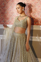 Starlit Elegance Opulent Glow Mirror-Embroidered Wedding Lehenga
