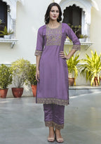 Royal Purple Organza Embroidered Salwar Suit with Rich Threadwork