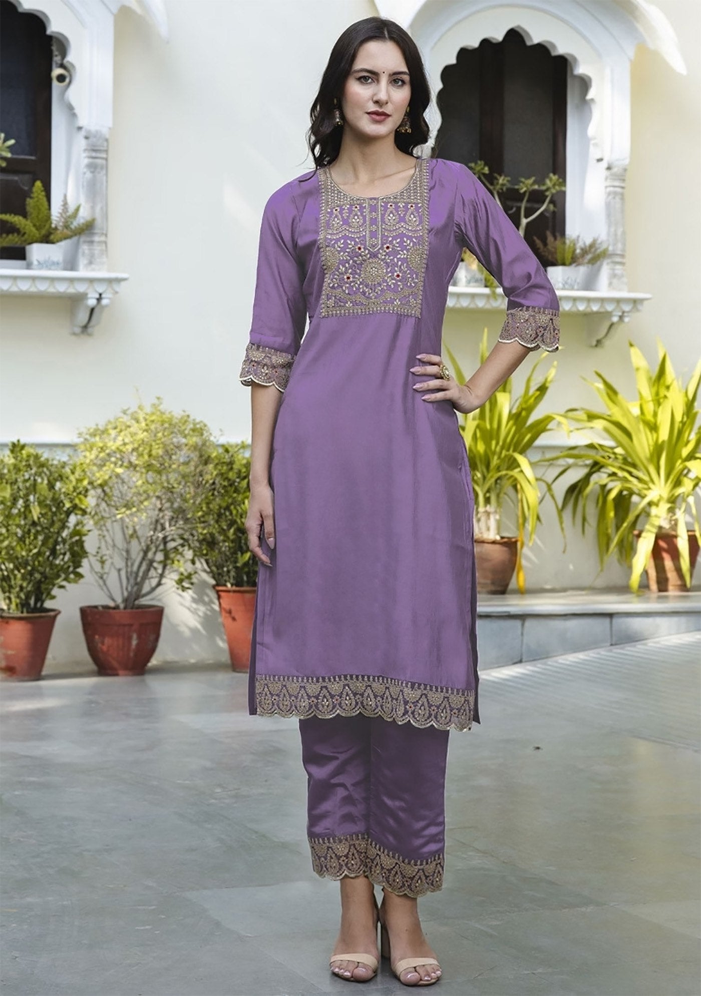 Royal Purple Organza Embroidered Salwar Suit with Rich Threadwork