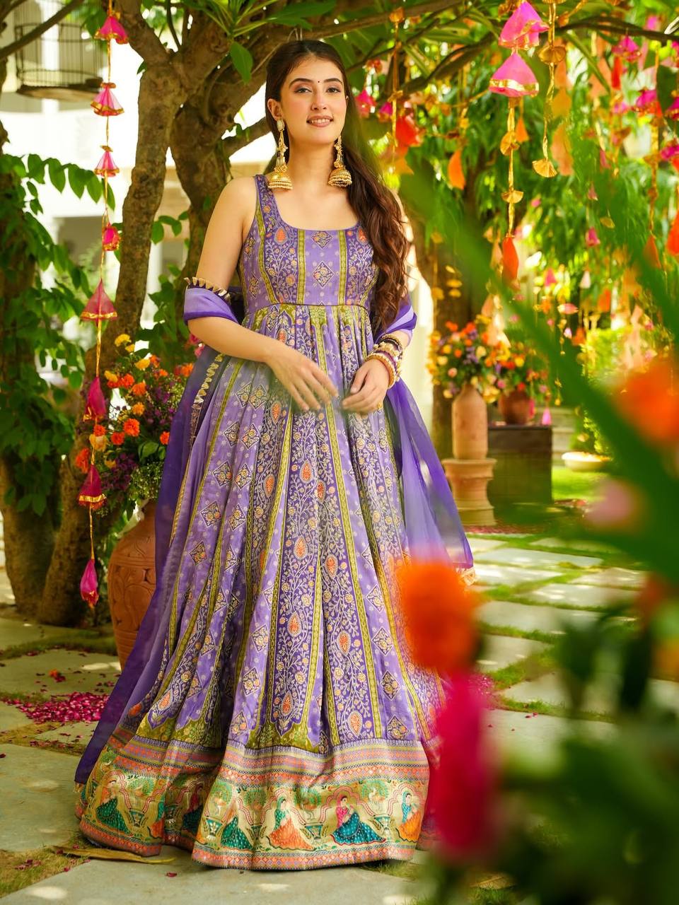 Heavy Chinon Silk Designer Party Wear Gorgeous Look