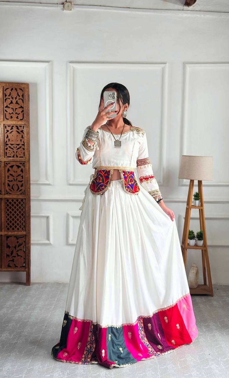 Exclusive  Launching Coming Beautiful Pure Cotton fabric With Embroidery Work Navratri Collection