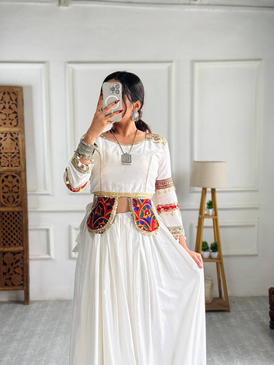 Exclusive  Launching Coming Beautiful Pure Cotton fabric With Embroidery Work Navratri Collection