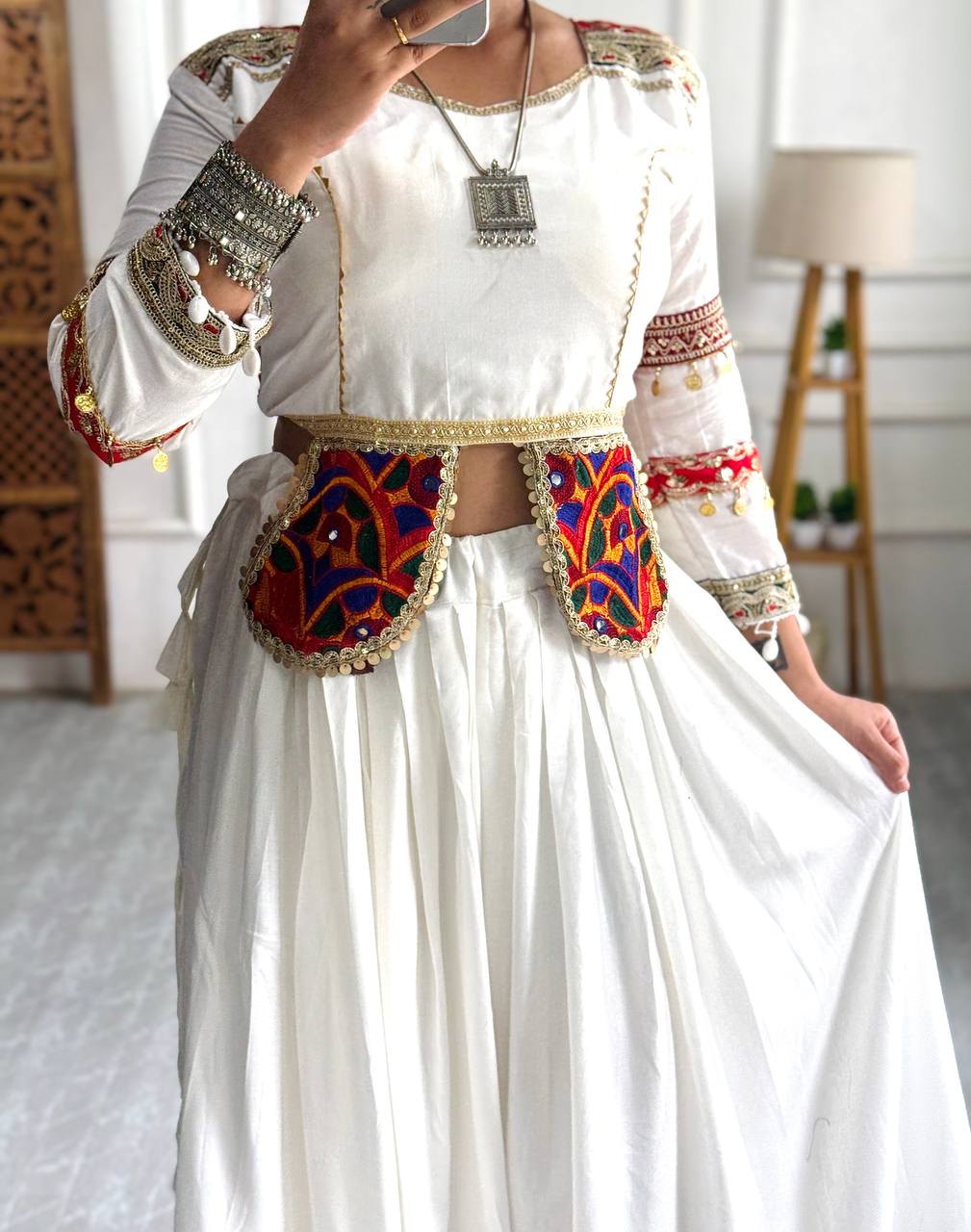 Exclusive  Launching Coming Beautiful Pure Cotton fabric With Embroidery Work Navratri Collection