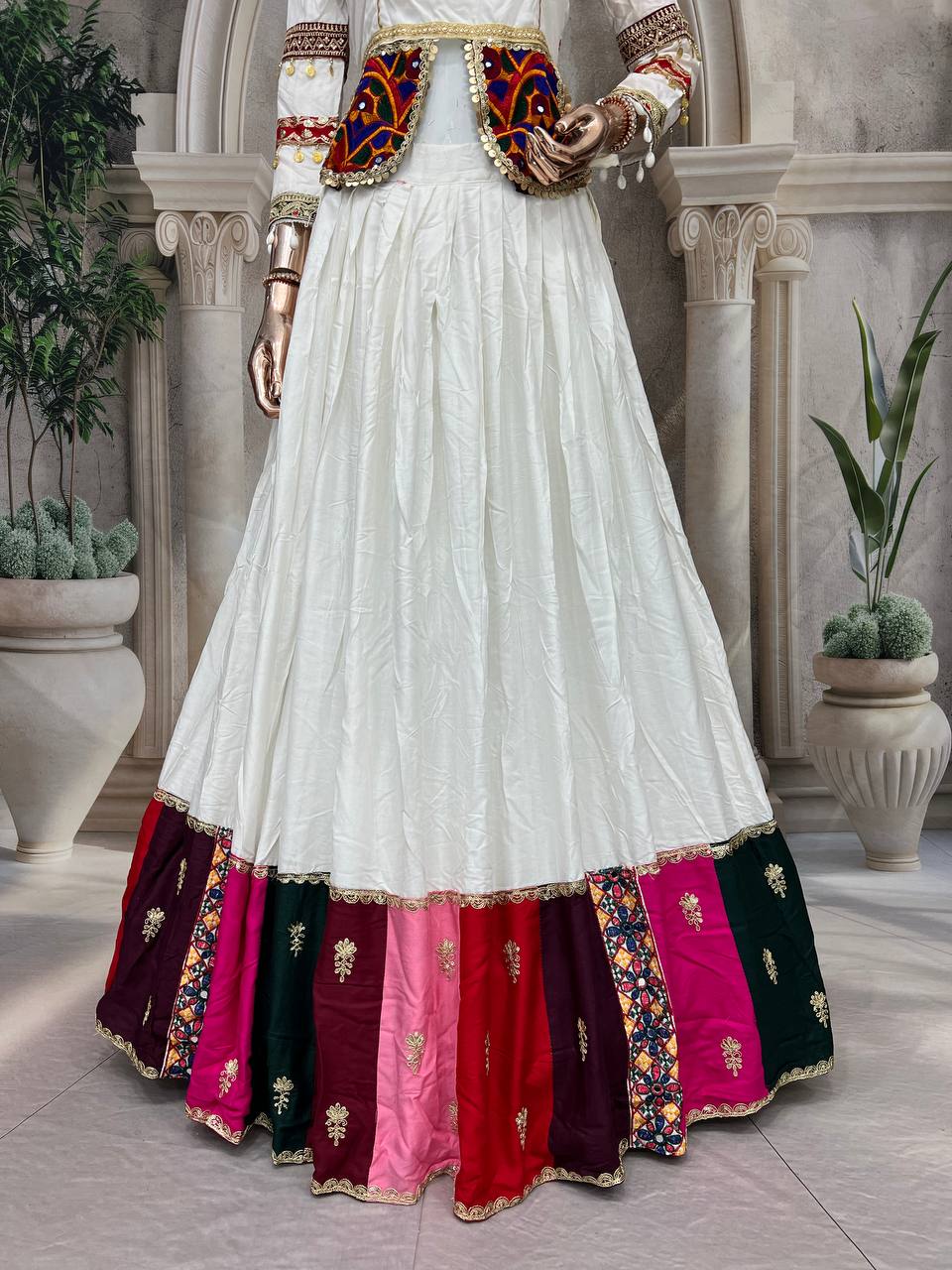 Exclusive  Launching Coming Beautiful Pure Cotton fabric With Embroidery Work Navratri Collection