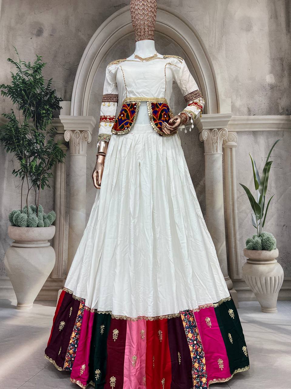 Exclusive  Launching Coming Beautiful Pure Cotton fabric With Embroidery Work Navratri Collection