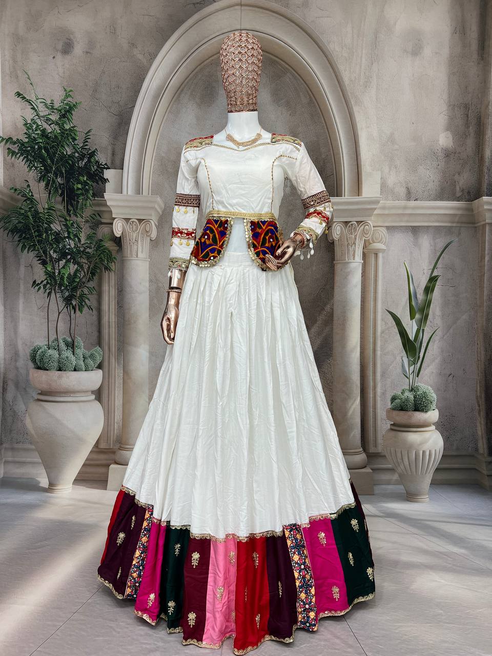 Exclusive  Launching Coming Beautiful Pure Cotton fabric With Embroidery Work Navratri Collection