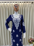 EXCLUSIVE EMBROIDERED BLUE TOP WITH PLAZZO PAIR