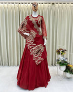 DESIGNER WEAR EMBROIDERED LEHENGA BLOUSE AND SHRUGE