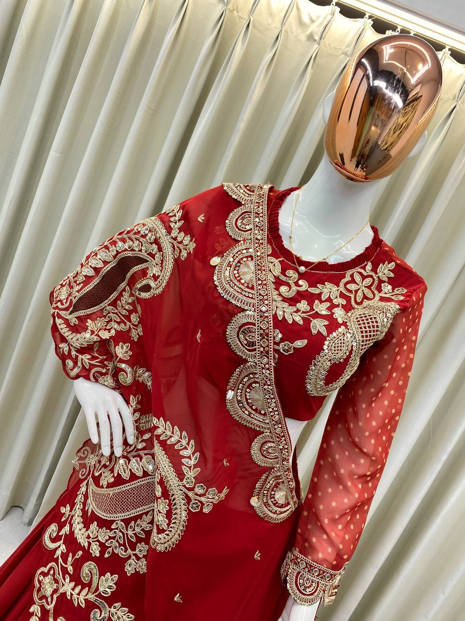DESIGNER WEAR EMBROIDERED LEHENGA BLOUSE AND SHRUGE