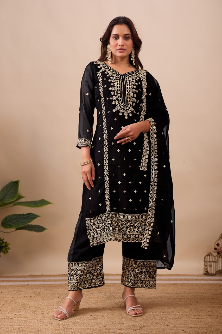 FESTIVAL SPECIAL DESIGNER HEAVY EMBROIDERY SEQUENCE WORK TOP PENT WITH DUPATTA SET