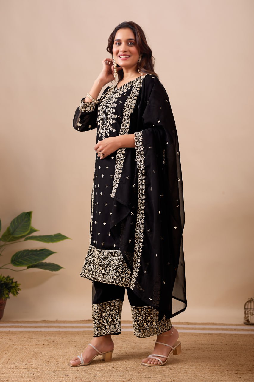 FESTIVAL SPECIAL DESIGNER HEAVY EMBROIDERY SEQUENCE WORK TOP PENT WITH DUPATTA SET