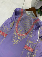 ELEGENT DESIGNER WEAR EMBROIDERED BOAT NECK TOP WITH PLAZZO PRIMIUM PAIR