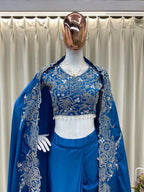 NEW THREE PIECE INDO-WESTERN READY TO WEAR DRAPED PLATED DHOTI WITH BLOUSE,KOTI