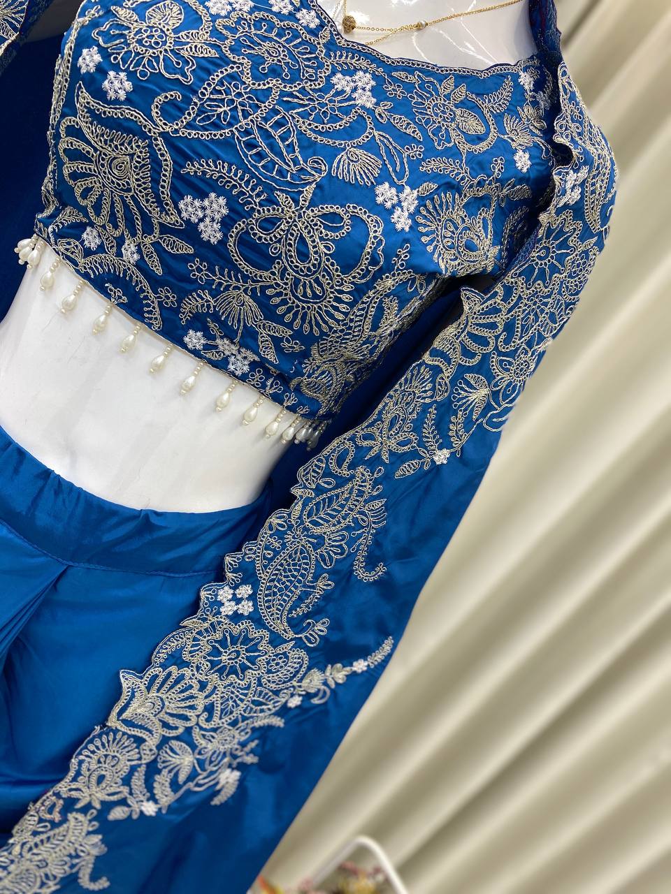 NEW THREE PIECE INDO-WESTERN READY TO WEAR DRAPED PLATED DHOTI WITH BLOUSE,KOTI