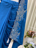 NEW THREE PIECE INDO-WESTERN READY TO WEAR DRAPED PLATED DHOTI WITH BLOUSE,KOTI