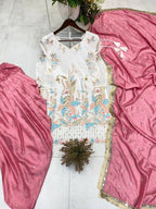 PRIMIUM VICHITRA SILK WEAR EMBROIDERED TOP WITH SALWAAR PAIR