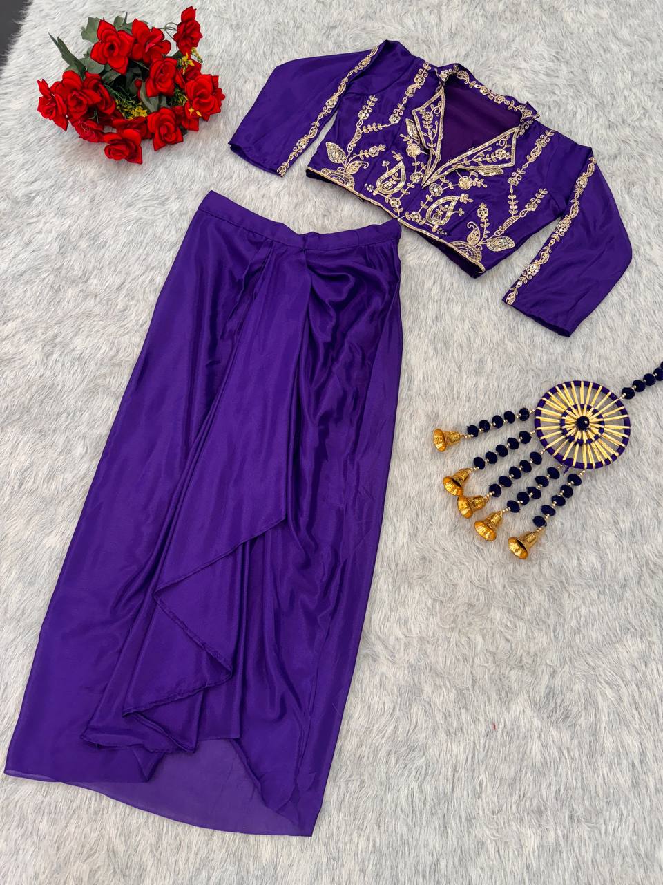 Festive Ready in our new Western Two Piece set with Sequins embroidery detailing.