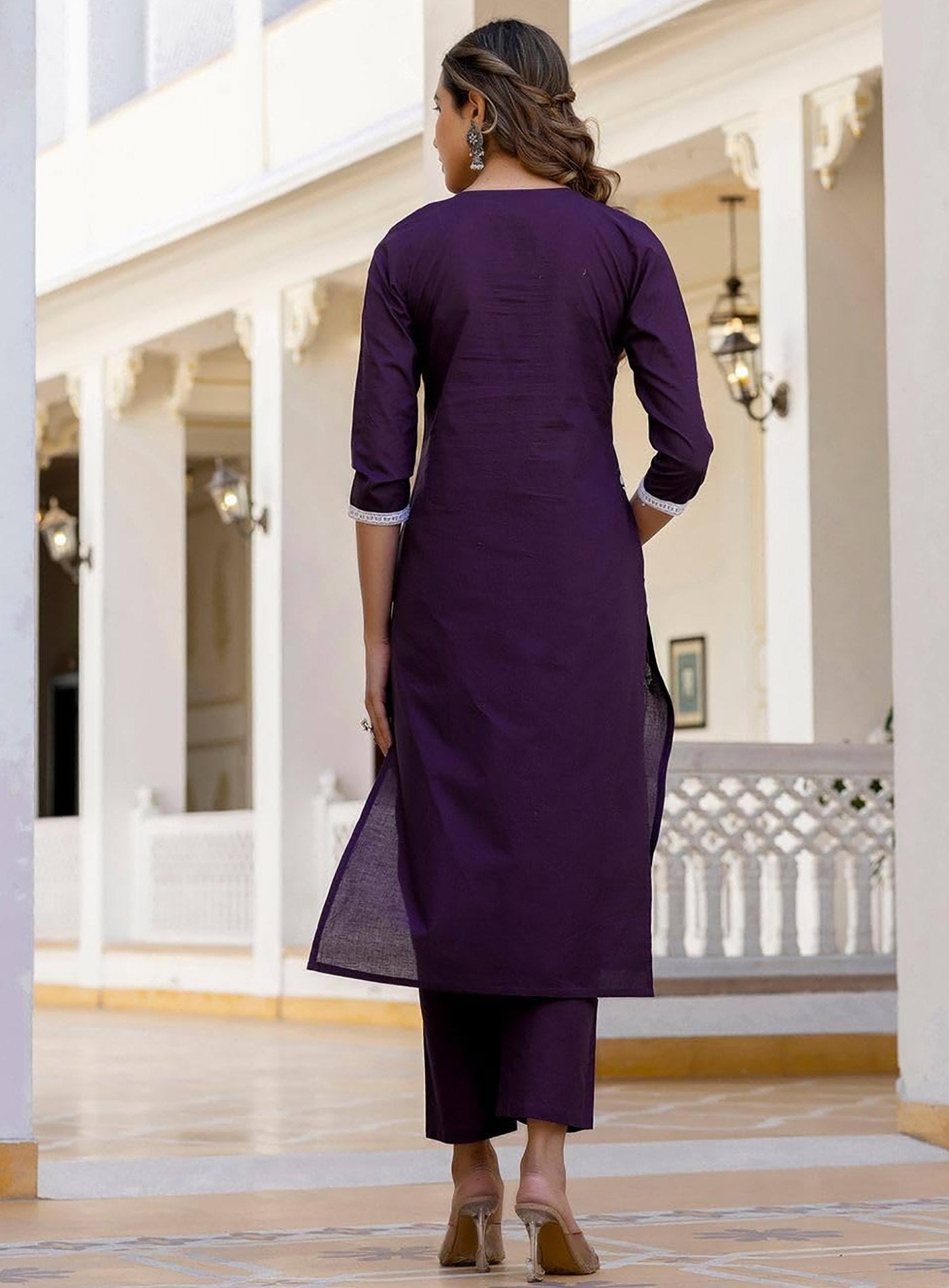 Primium Purple Women’s Kurta Pent Dupatta Set