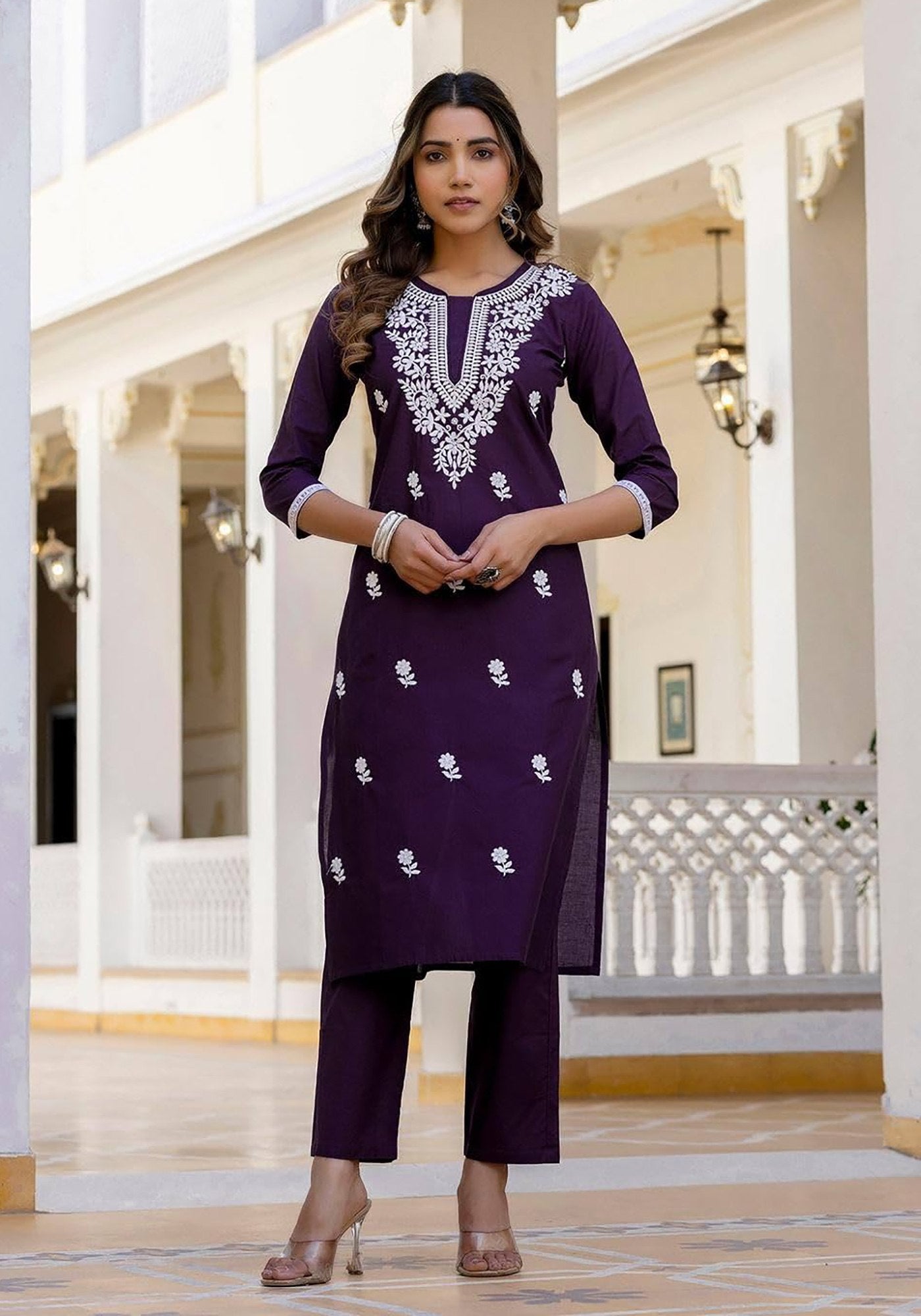 Primium Purple Women’s Kurta Pent Dupatta Set