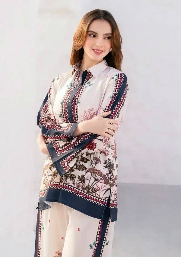 Ready-to-Wear Straight Cut Printed Suit with Contrast Borders