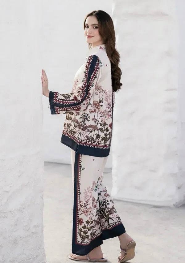Ready-to-Wear Straight Cut Printed Suit with Contrast Borders