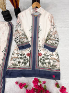 Ready-to-Wear Straight Cut Printed Suit with Contrast Borders