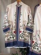 Ready-to-Wear Straight Cut Printed Suit with Contrast Borders