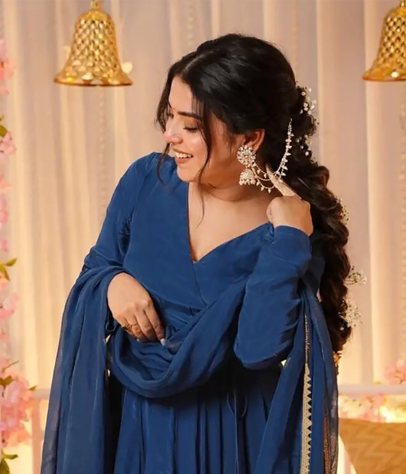Trendy Designer Blue Anarkali Dress for Women’s Partywear