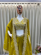 TRENDING WEDDING WEAR THREE PIECE BLOUSE,SKIRT AND SHRUGE WITH SEQUANCE EMBROIDERY WORK